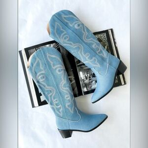 Blue denim boots- never worn